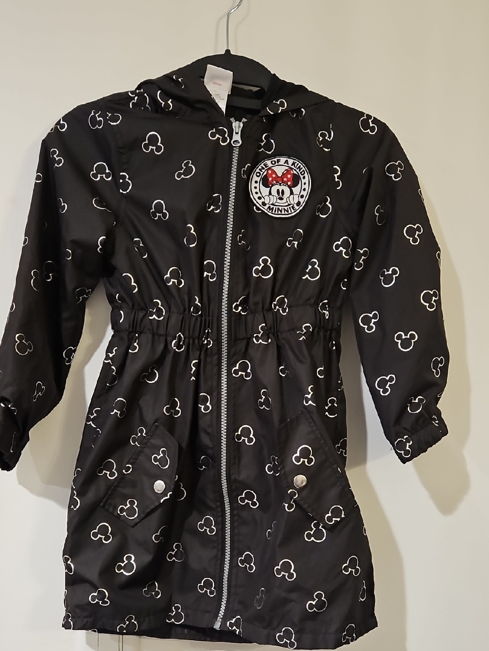 Black Minnie-Print Hooded Raincoat for Kids